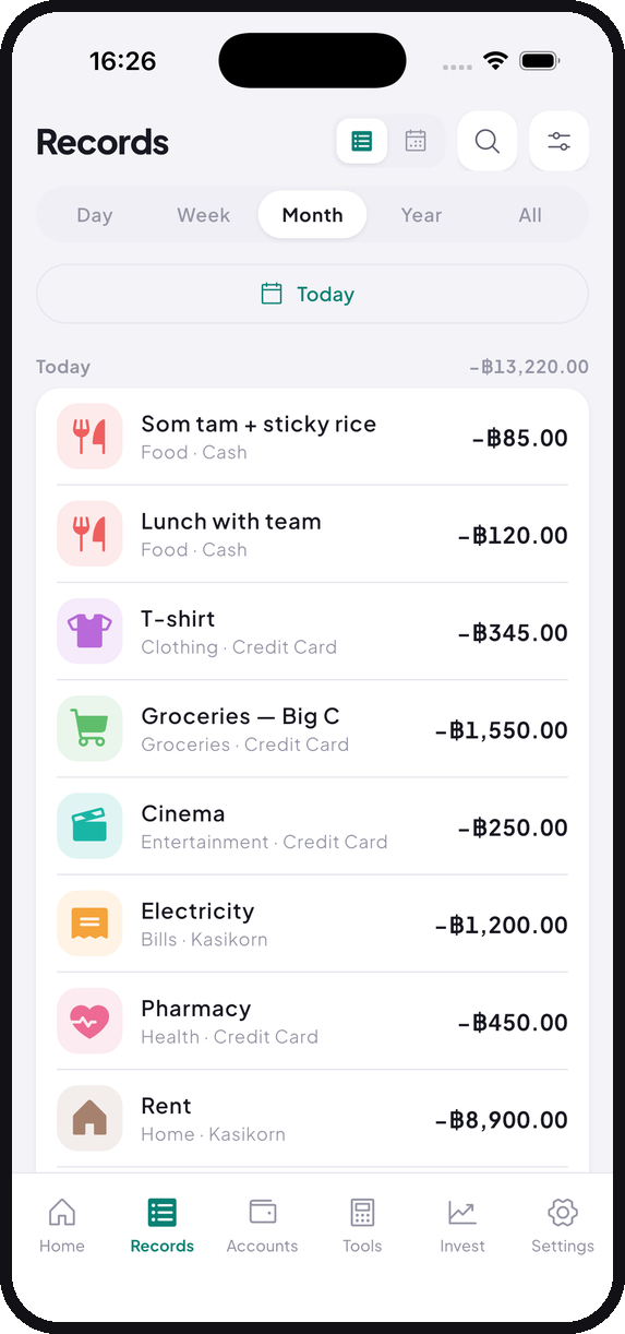 Every transaction, by day